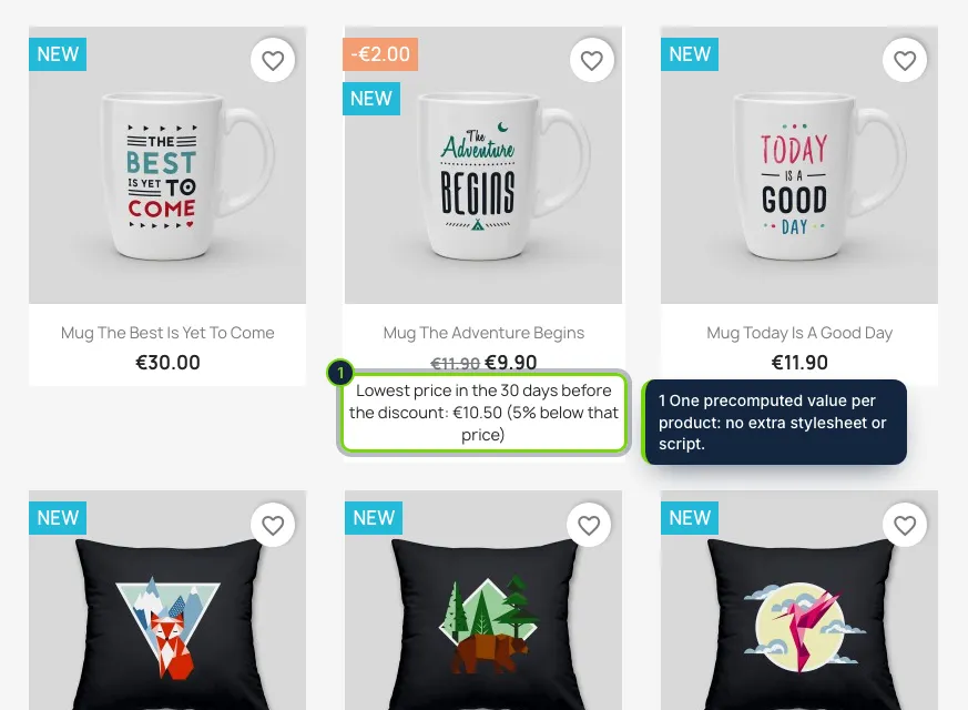 Also in product lists, only for discounted products.