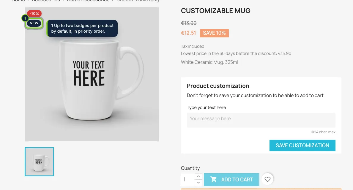 On the product page the badges sit on the cover image.