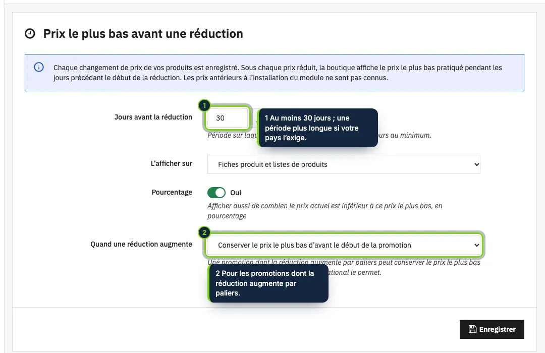 Réglages du module : quatre options avec des valeurs par défaut sensées.
