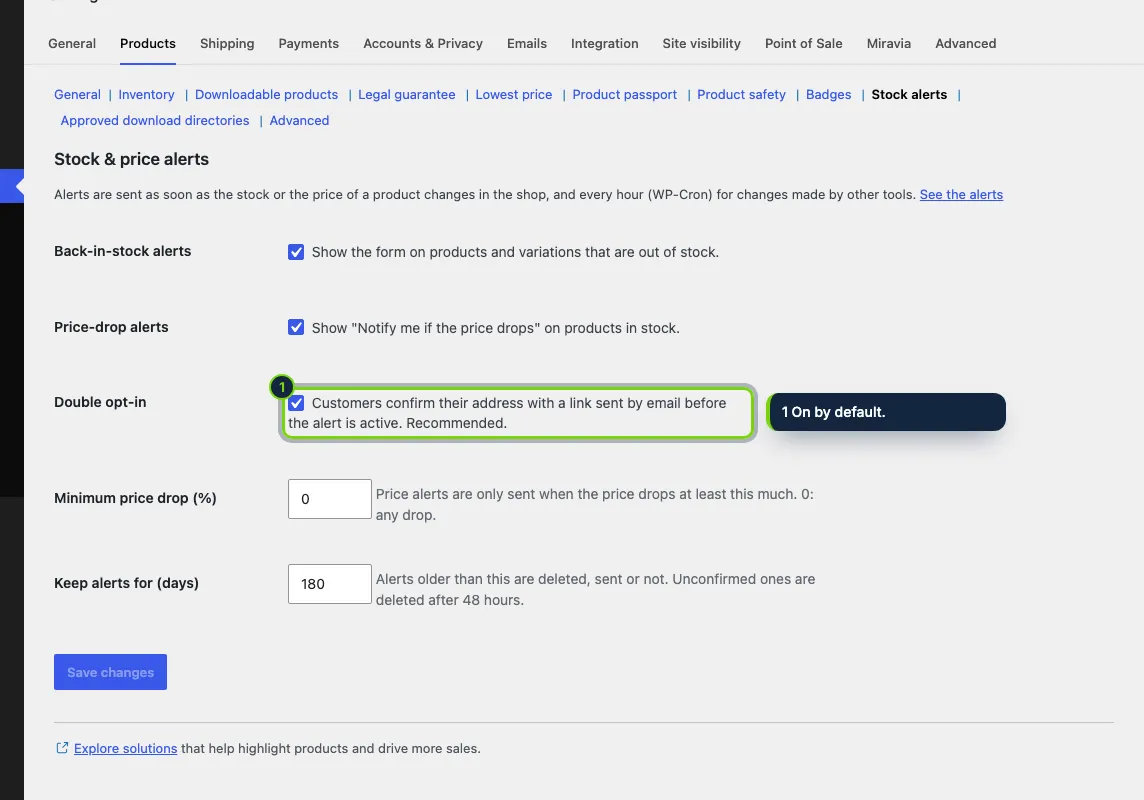 WooCommerce › Settings › Products › Stock alerts.
